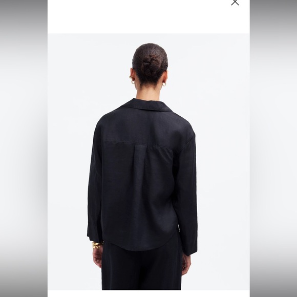 Madewell Resort Black Long Sleeve Collared Button Down Ramie Shirt Size M - Picture 2 of 11
